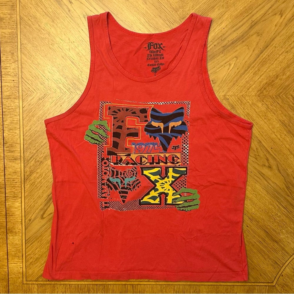 Fox Racing Tank Top Mens Size Large Cardinal Premium Slim Fit 100% Cotton